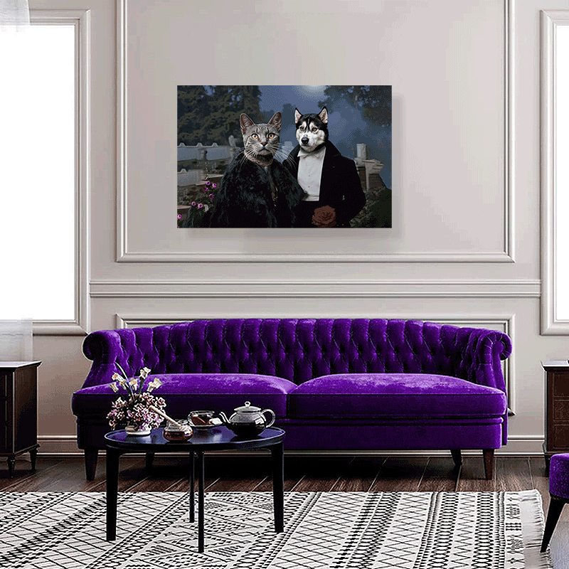 Mr & Mrs Vempire Halloween Pet Portrait - Custom Pet Portrait